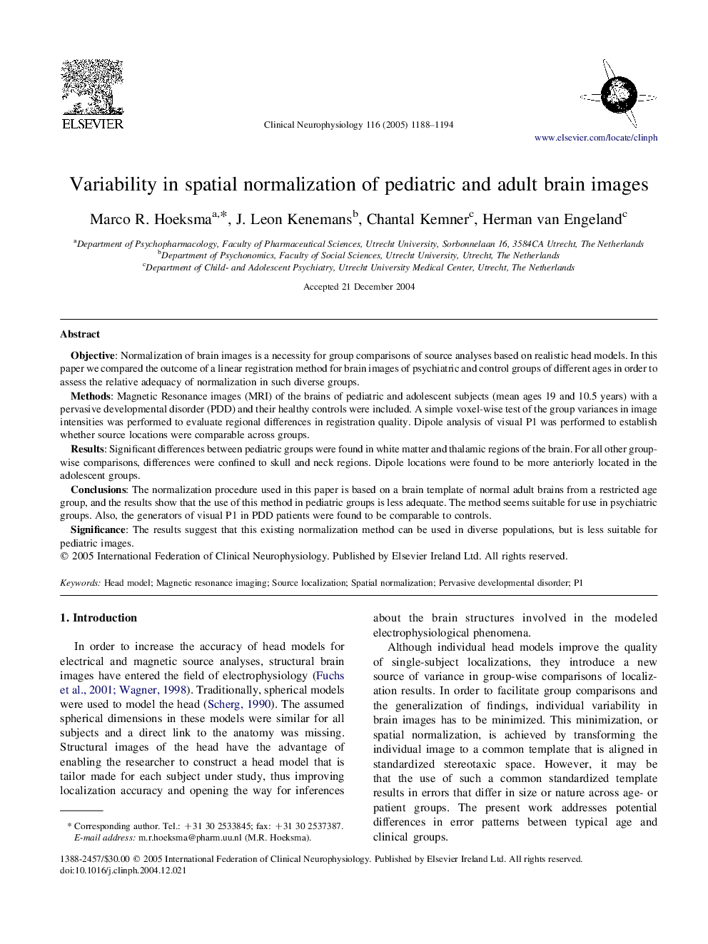 Variability in spatial normalization of pediatric and adult brain images