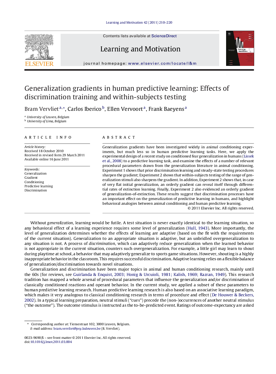 Generalization gradients in human predictive learning: Effects of discrimination training and within-subjects testing