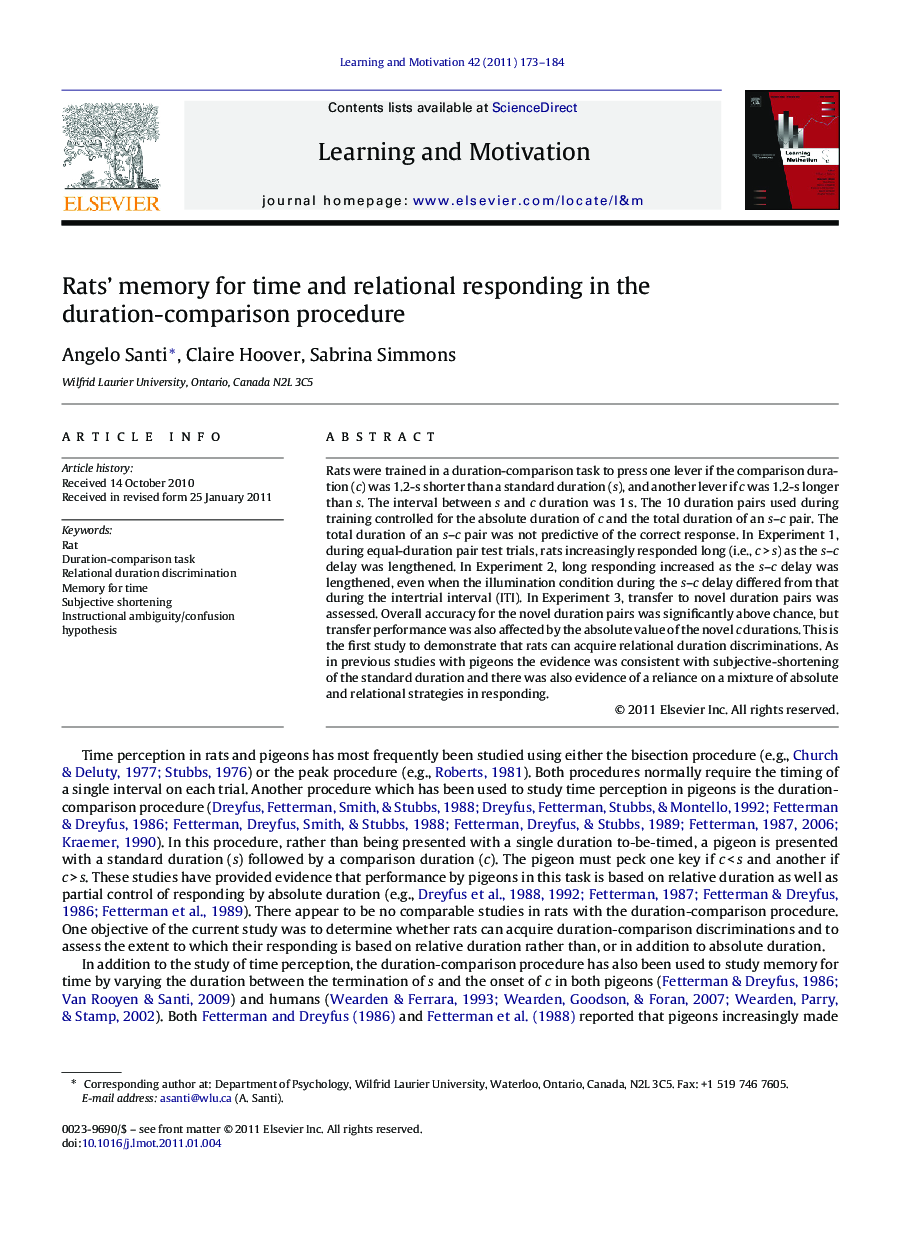 Rats' memory for time and relational responding in the duration-comparison procedure