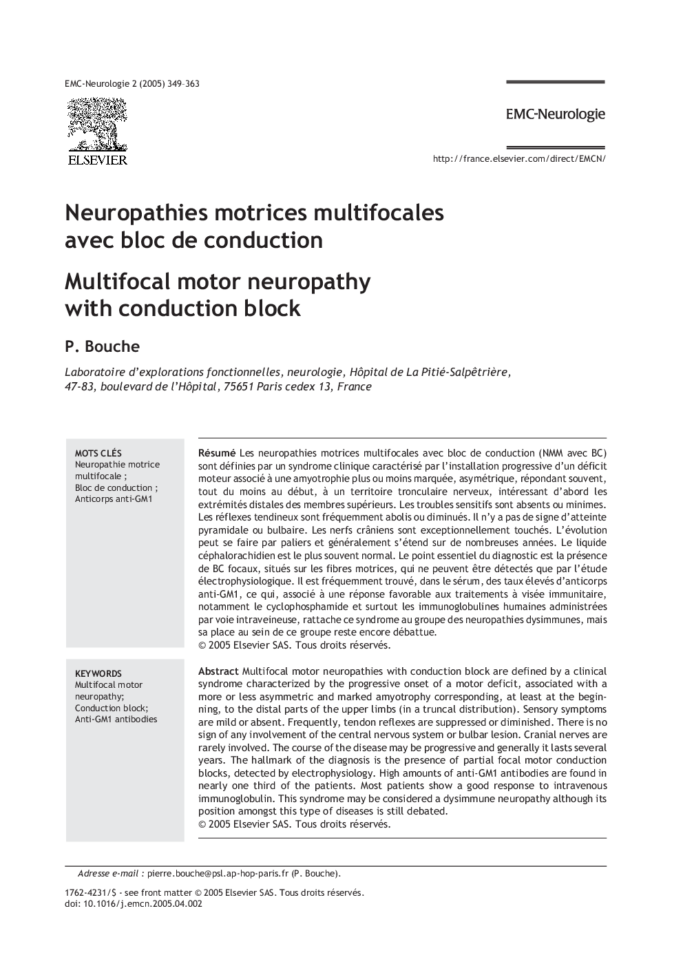 Neuropathies motrices multifocales avec bloc de conduction