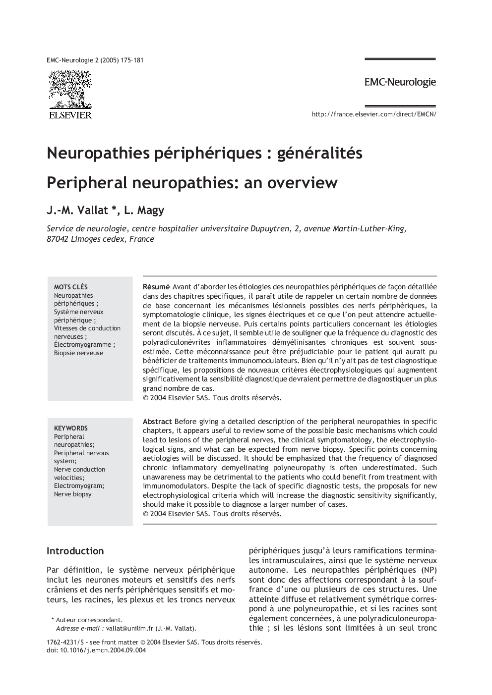 Neuropathies périphériques : généralités