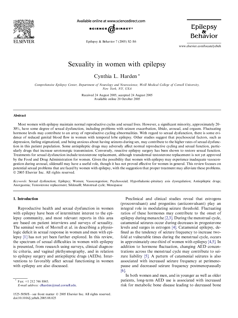 Sexuality in women with epilepsy