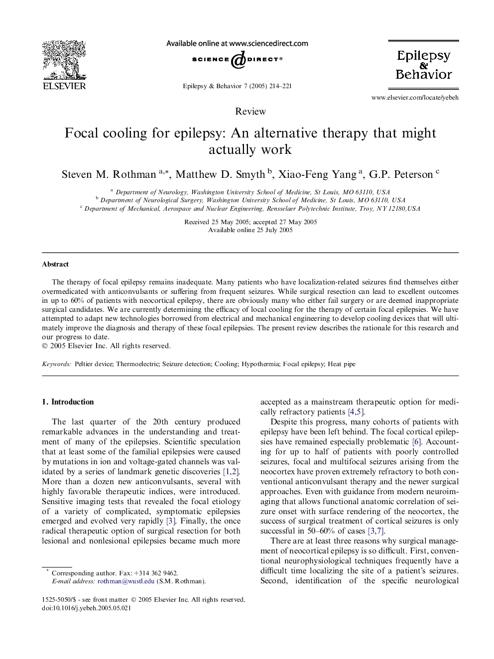 Focal cooling for epilepsy: An alternative therapy that might actually work