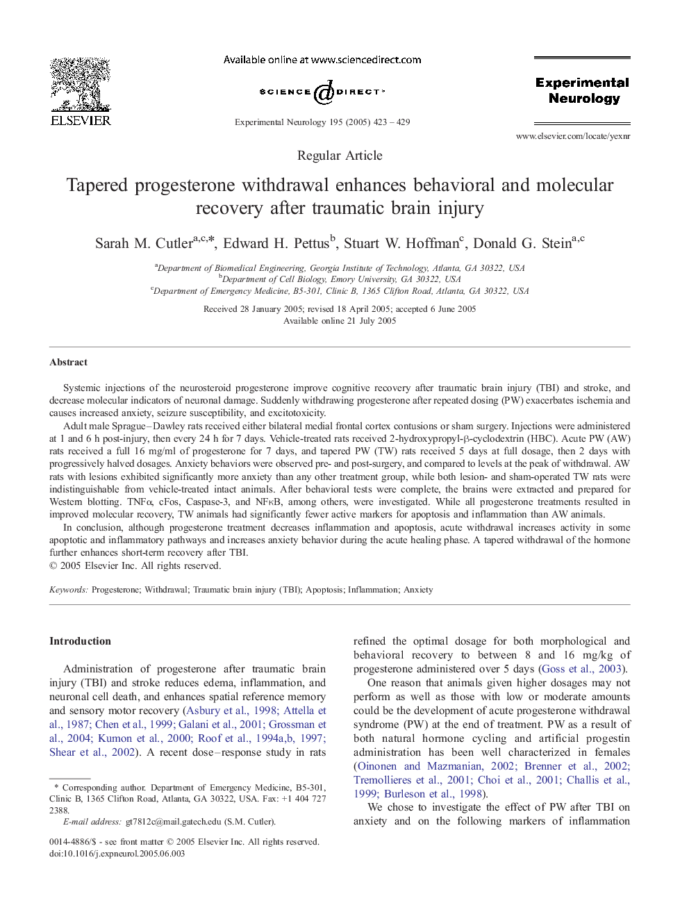 Tapered progesterone withdrawal enhances behavioral and molecular recovery after traumatic brain injury