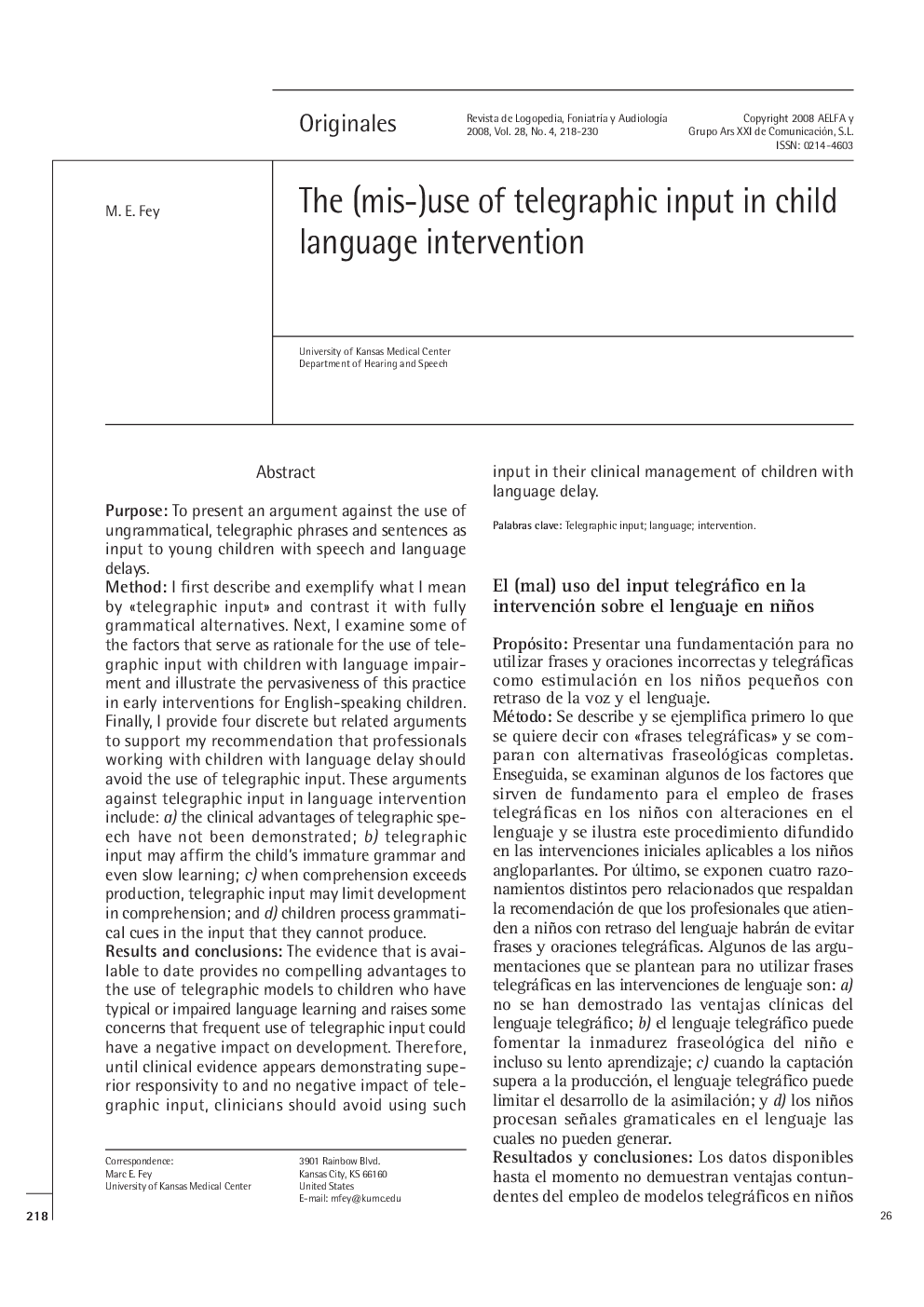 The (mis-)use of telegraphic input in child language intervention