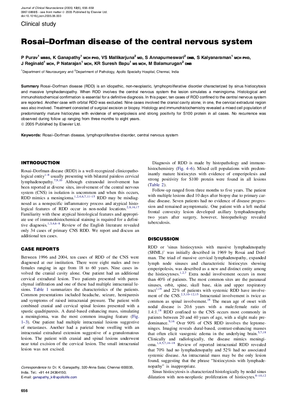 Rosai-Dorfman disease of the central nervous system