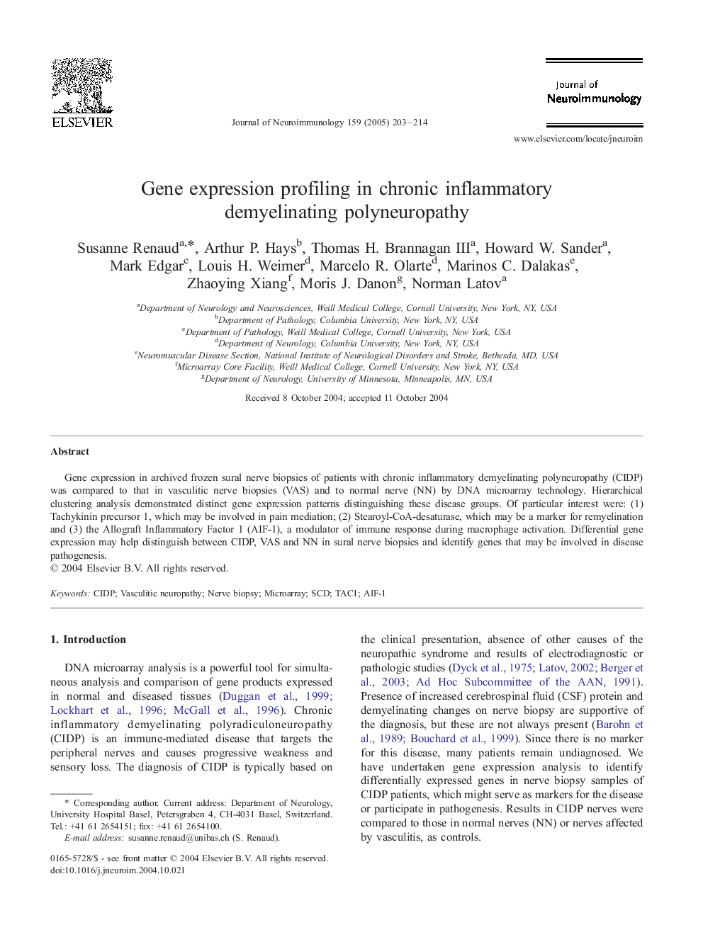 Gene expression profiling in chronic inflammatory demyelinating polyneuropathy