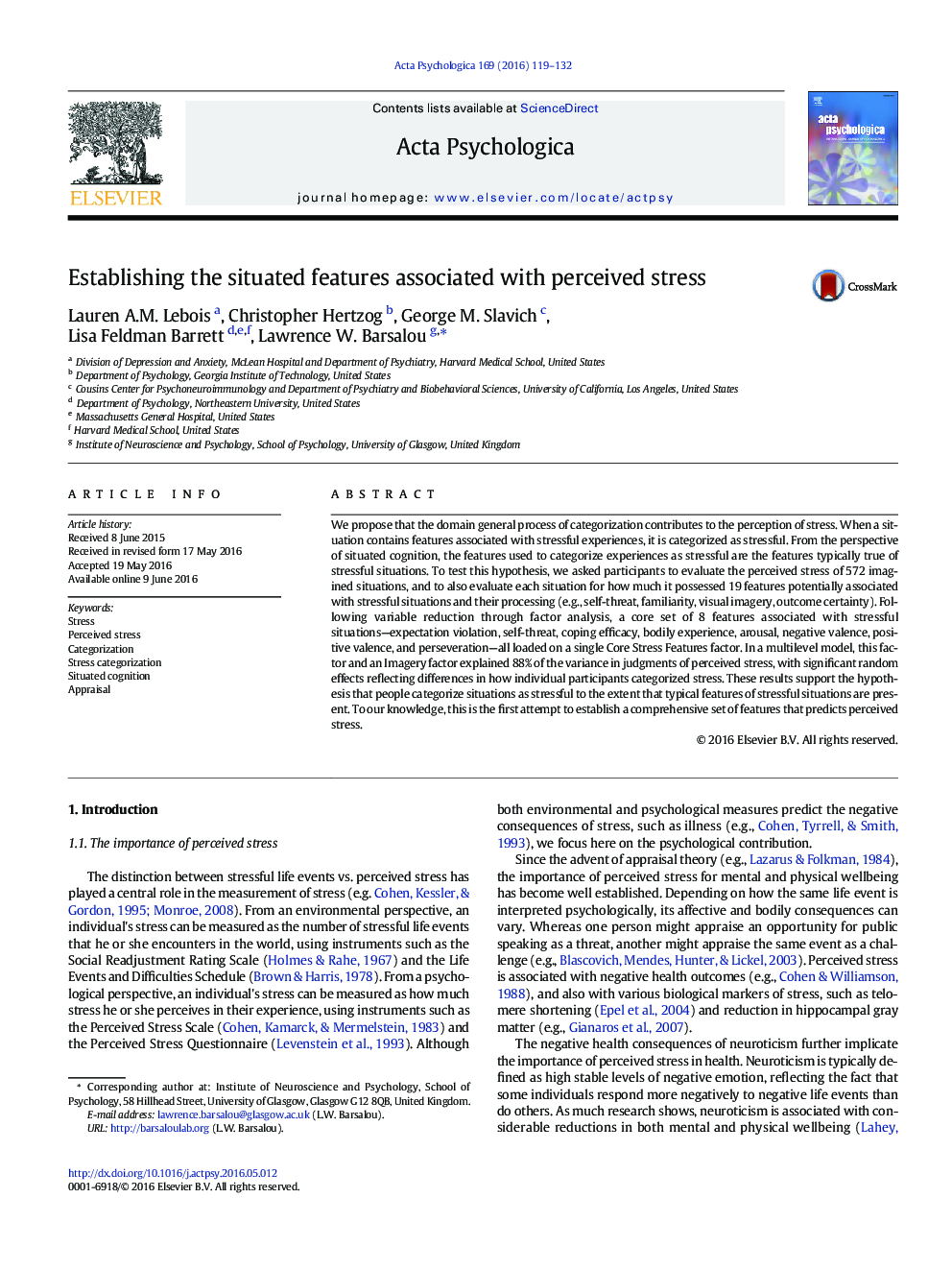 Establishing the situated features associated with perceived stress