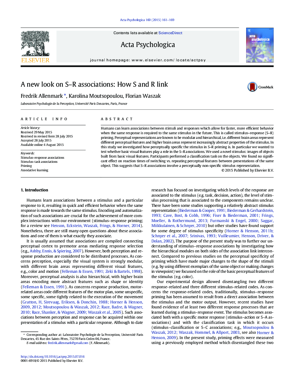 A new look on S–R associations: How S and R link