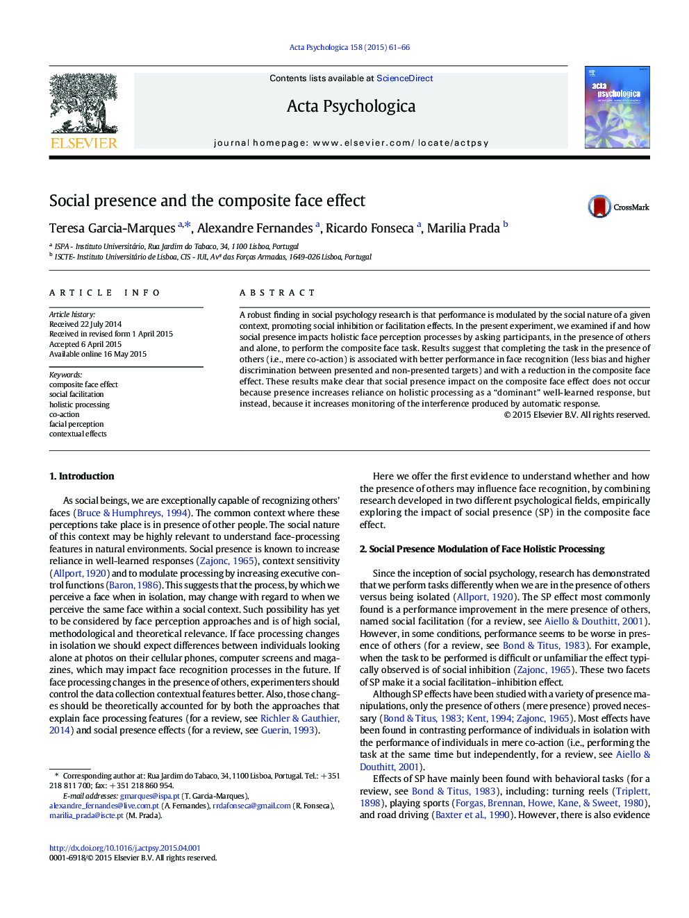 Social presence and the composite face effect