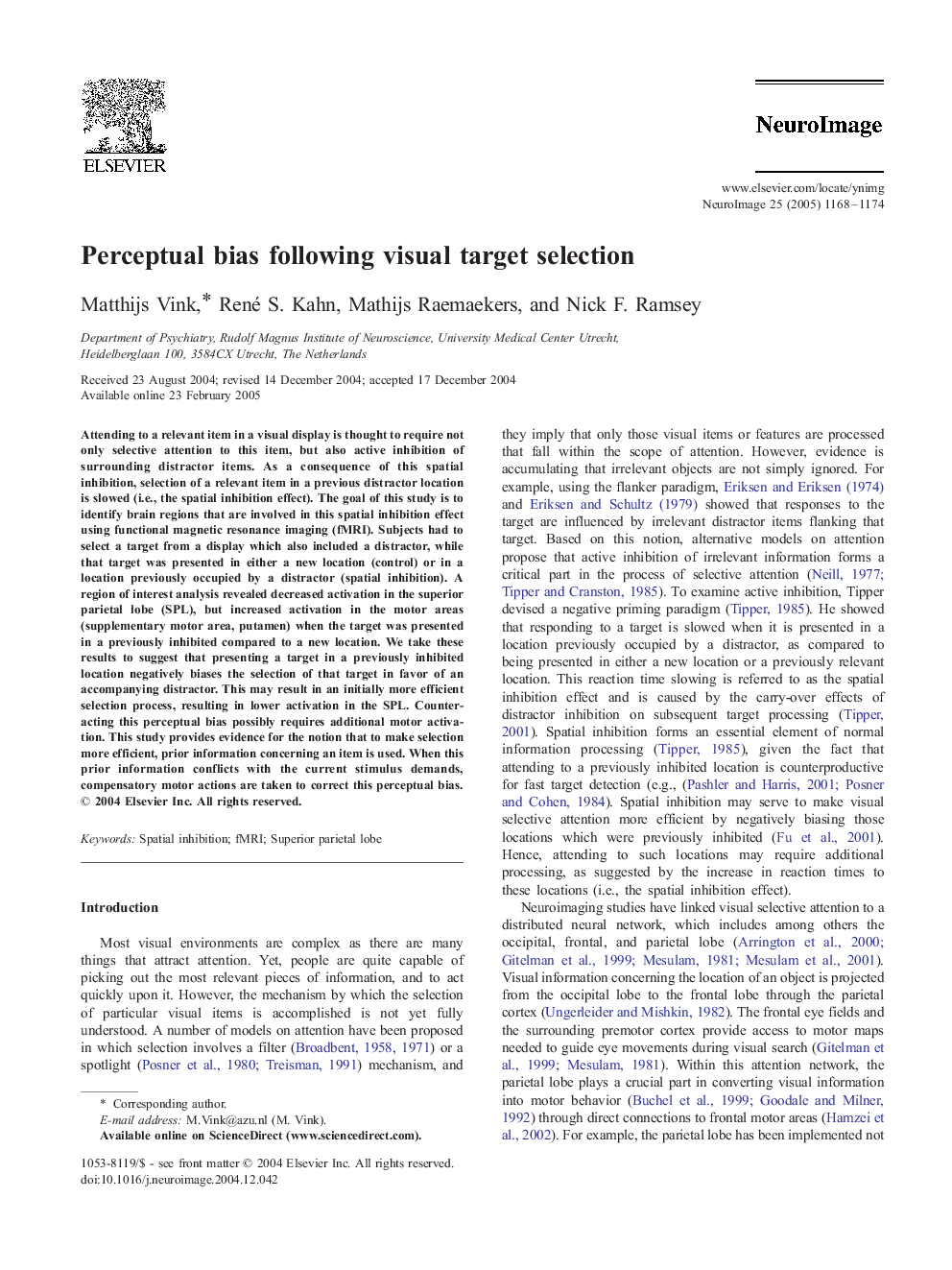 Perceptual bias following visual target selection