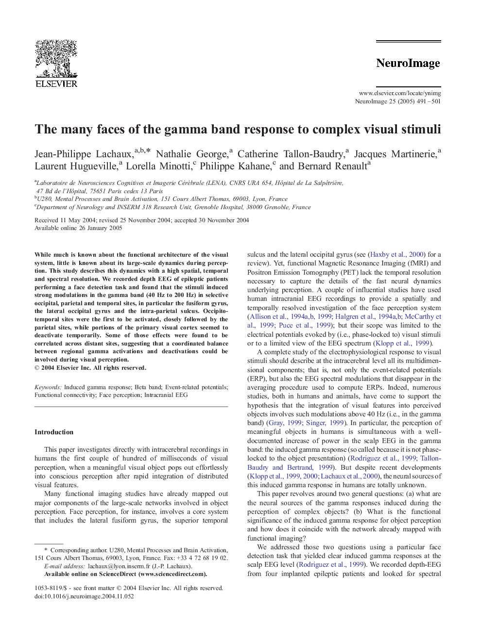 The many faces of the gamma band response to complex visual stimuli