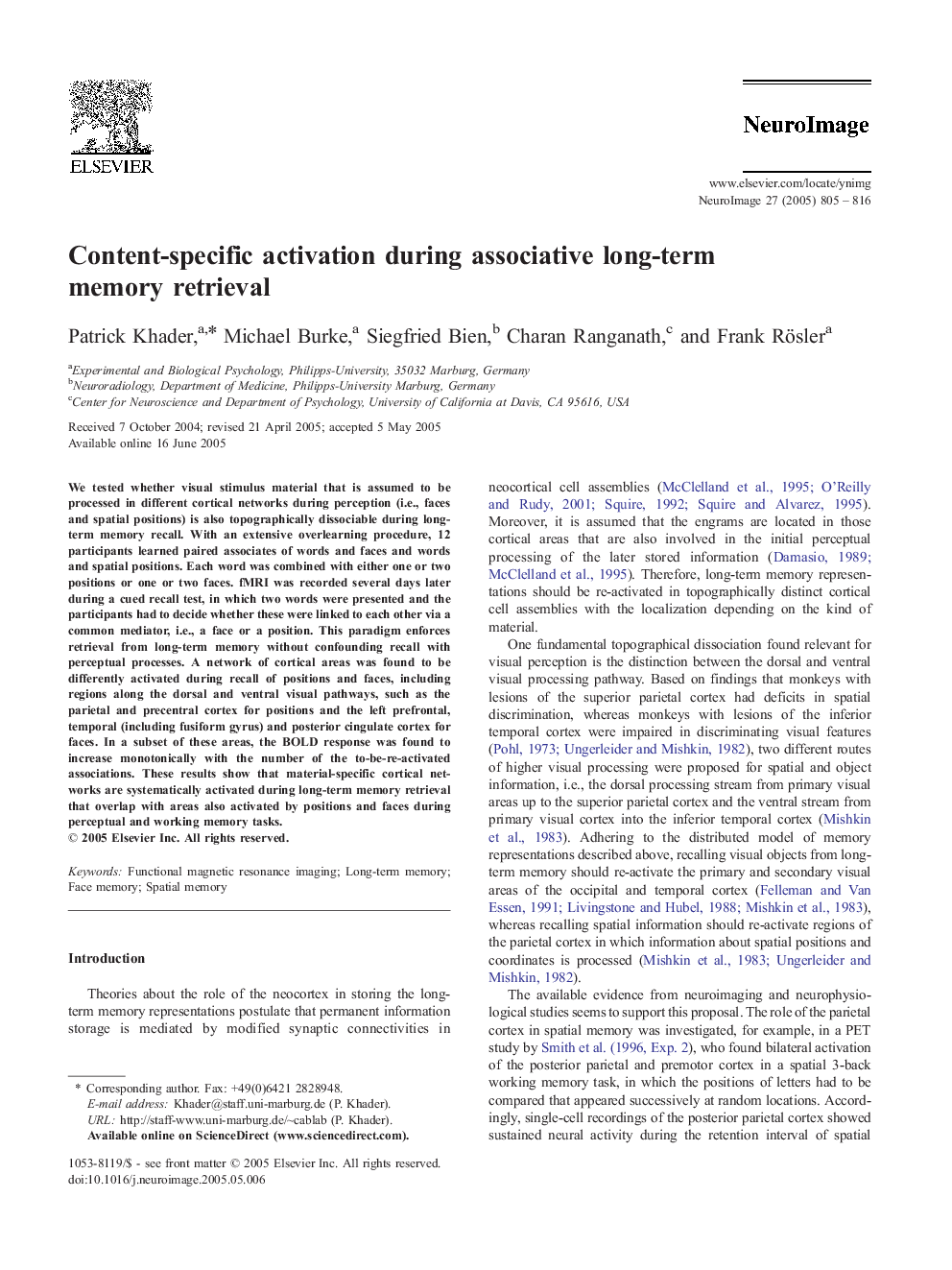 Content-specific activation during associative long-term memory retrieval