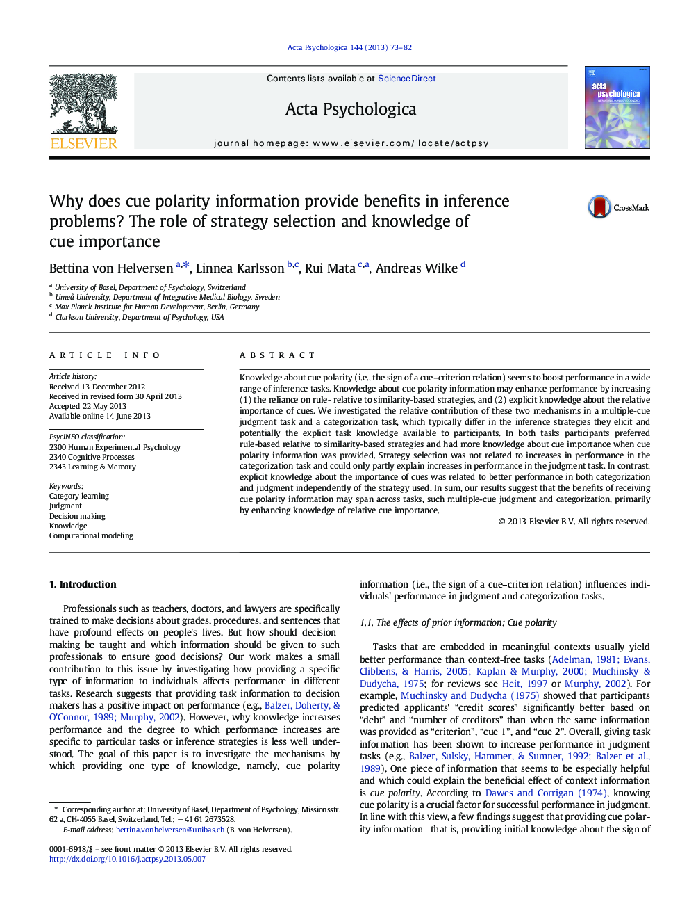 Why does cue polarity information provide benefits in inference problems? The role of strategy selection and knowledge of cue importance