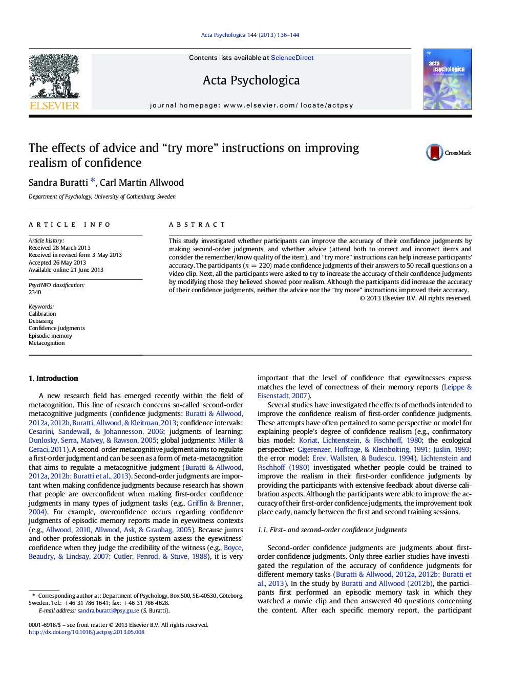 The effects of advice and “try more” instructions on improving realism of confidence