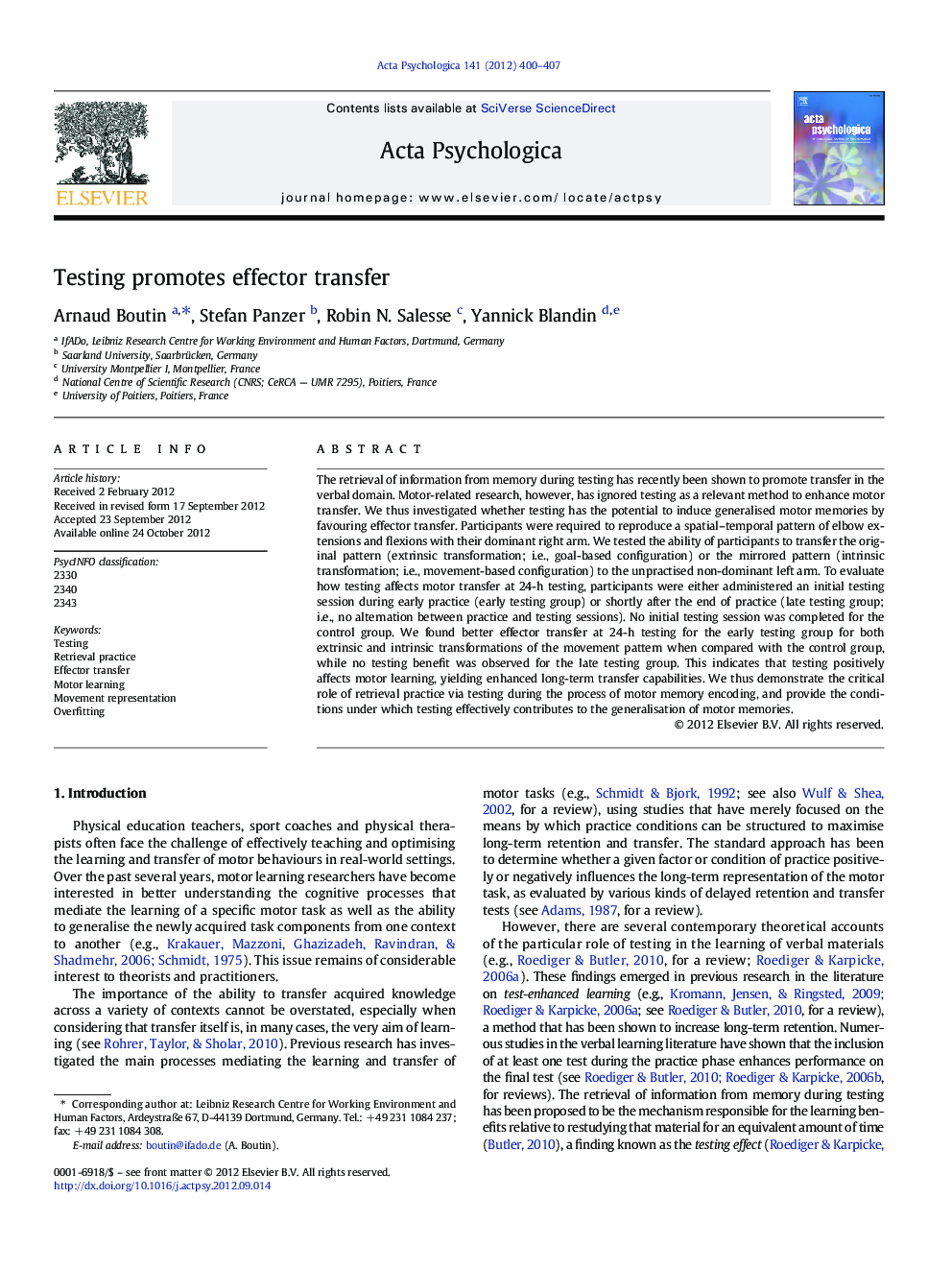 Testing promotes effector transfer