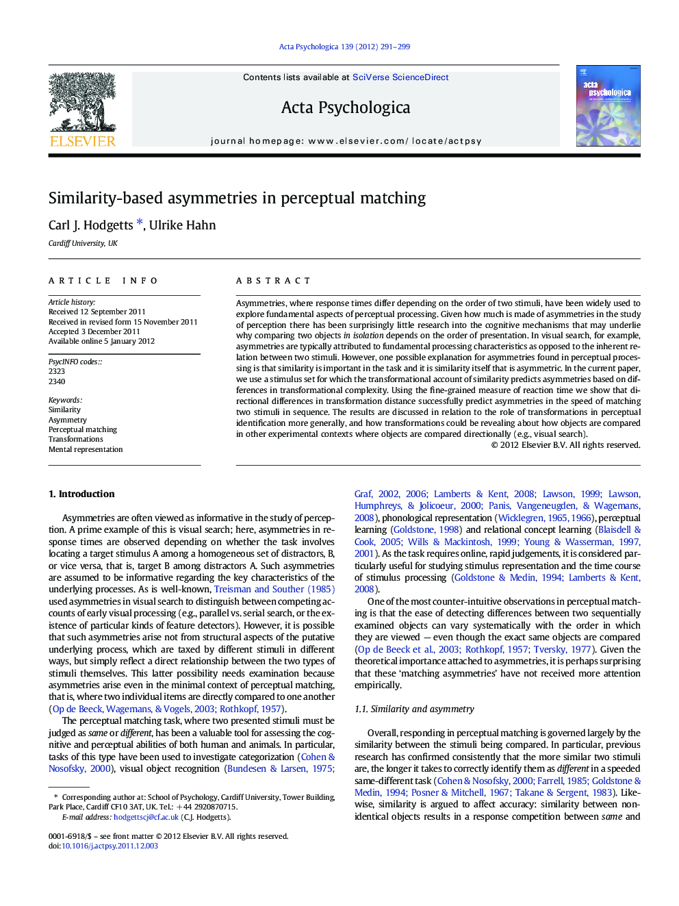 Similarity-based asymmetries in perceptual matching