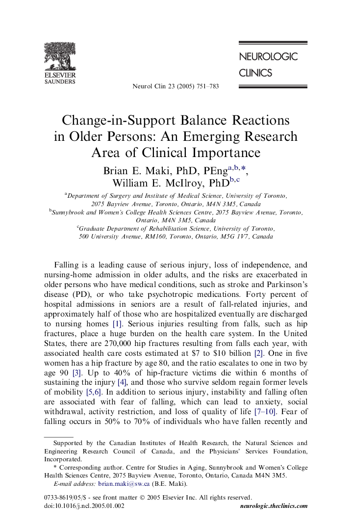 Change-in-Support Balance Reactions in Older Persons: An Emerging Research Area of Clinical Importance