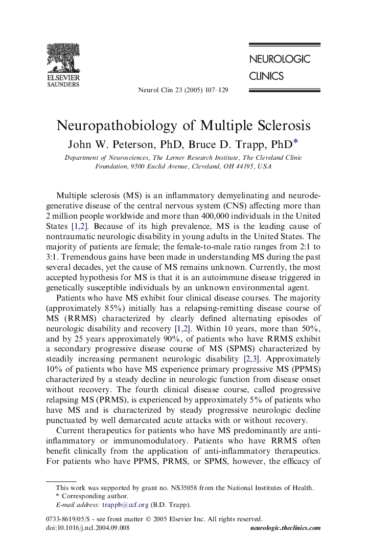 Neuropathobiology of multiple sclerosis