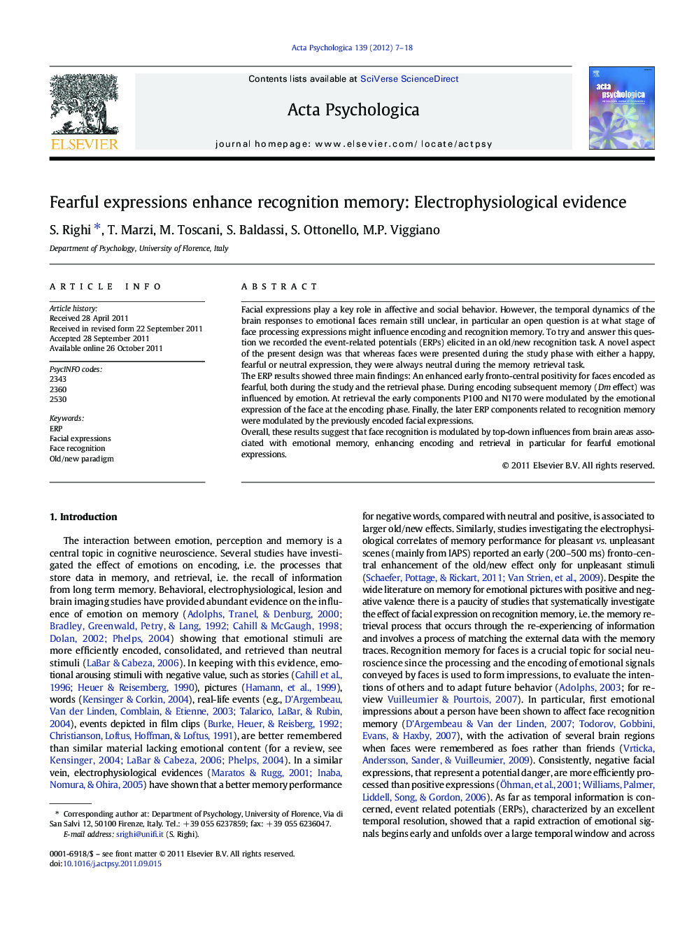 Fearful expressions enhance recognition memory: Electrophysiological evidence