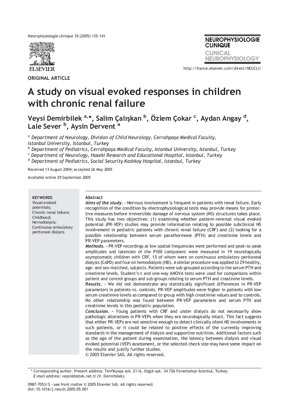 A study on visual evoked responses in children with chronic renal failure