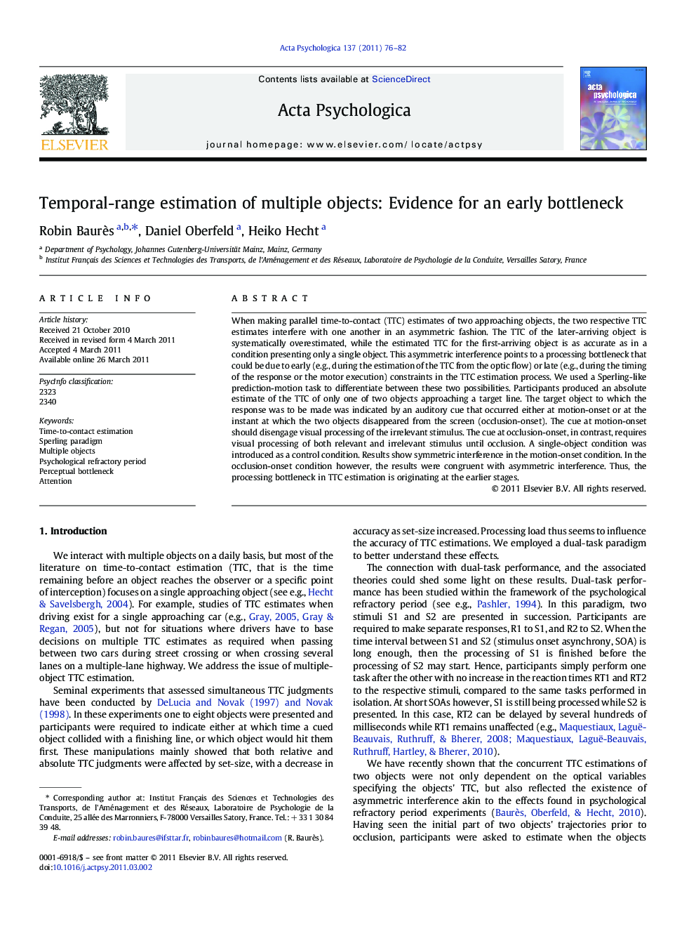 Temporal-range estimation of multiple objects: Evidence for an early bottleneck