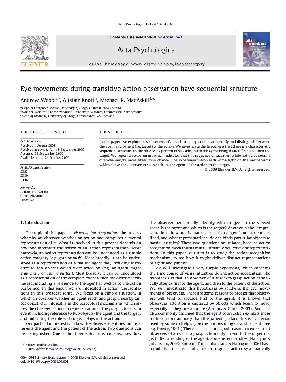 Eye movements during transitive action observation have sequential structure