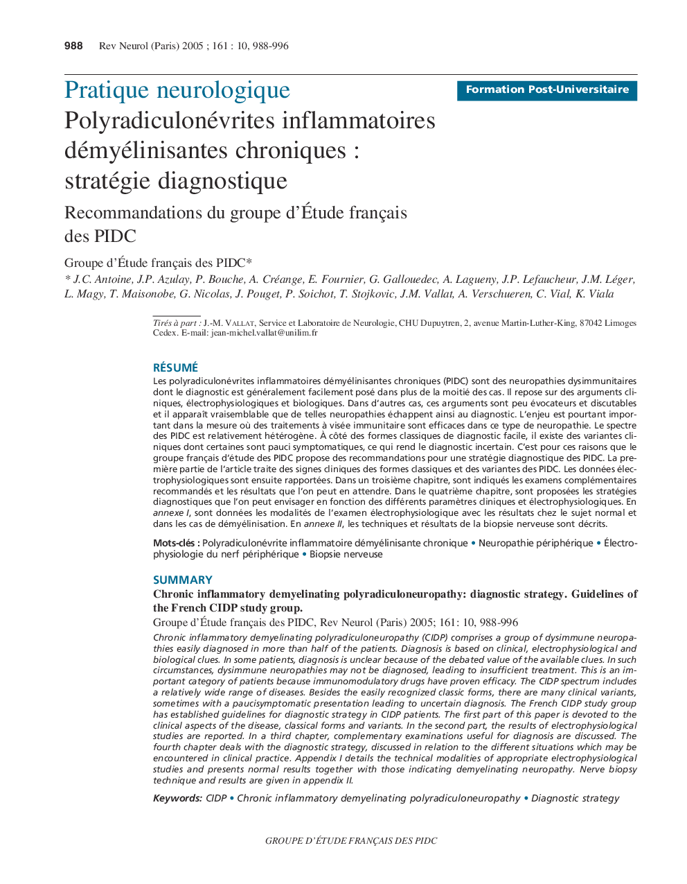 Polyradiculonévrites inflammatoires démyélinisantes chroniques : stratégie diagnostique