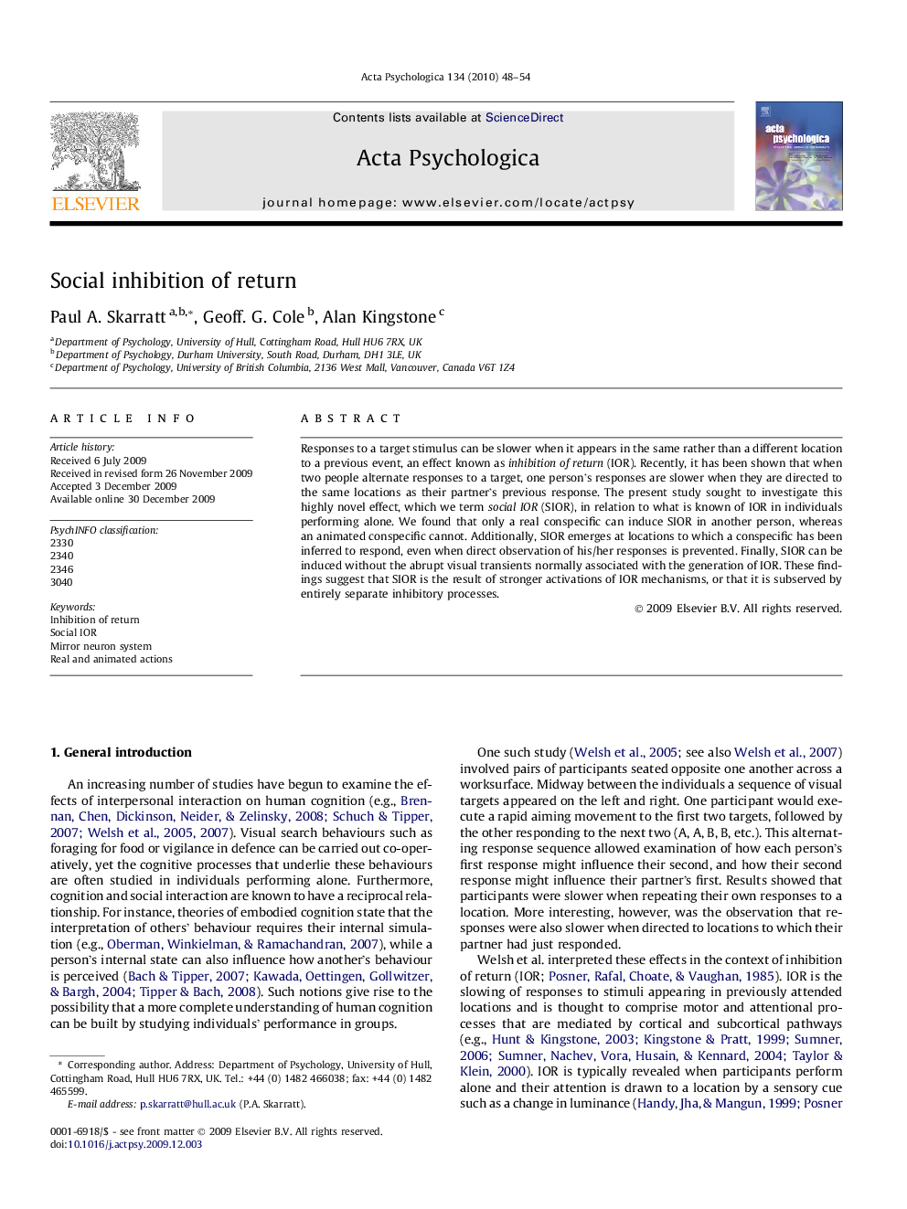 Social inhibition of return