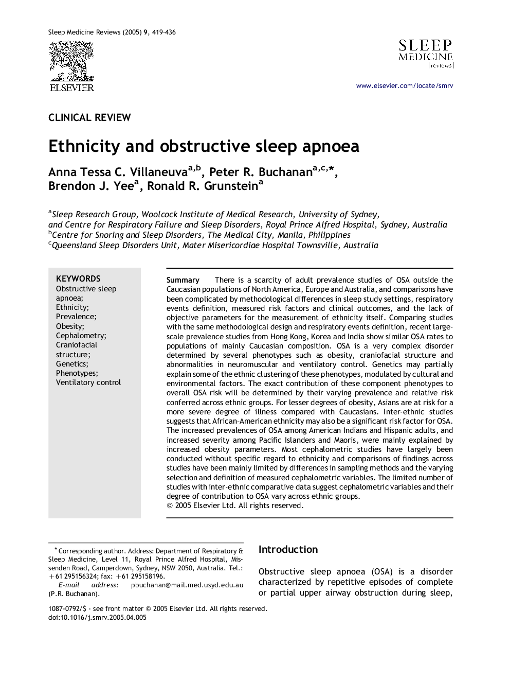 Ethnicity and obstructive sleep apnoea