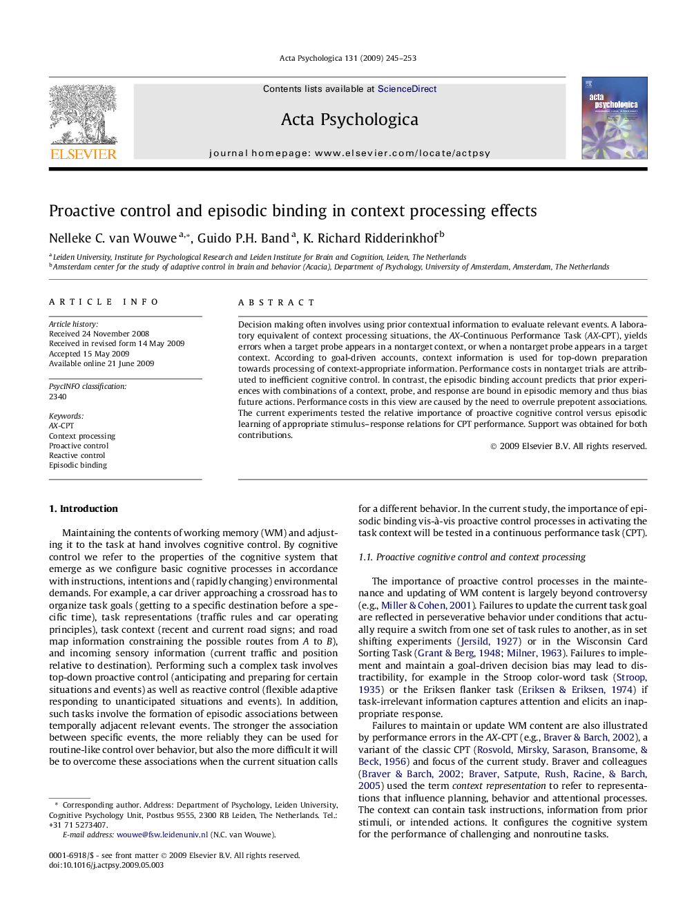 Proactive control and episodic binding in context processing effects