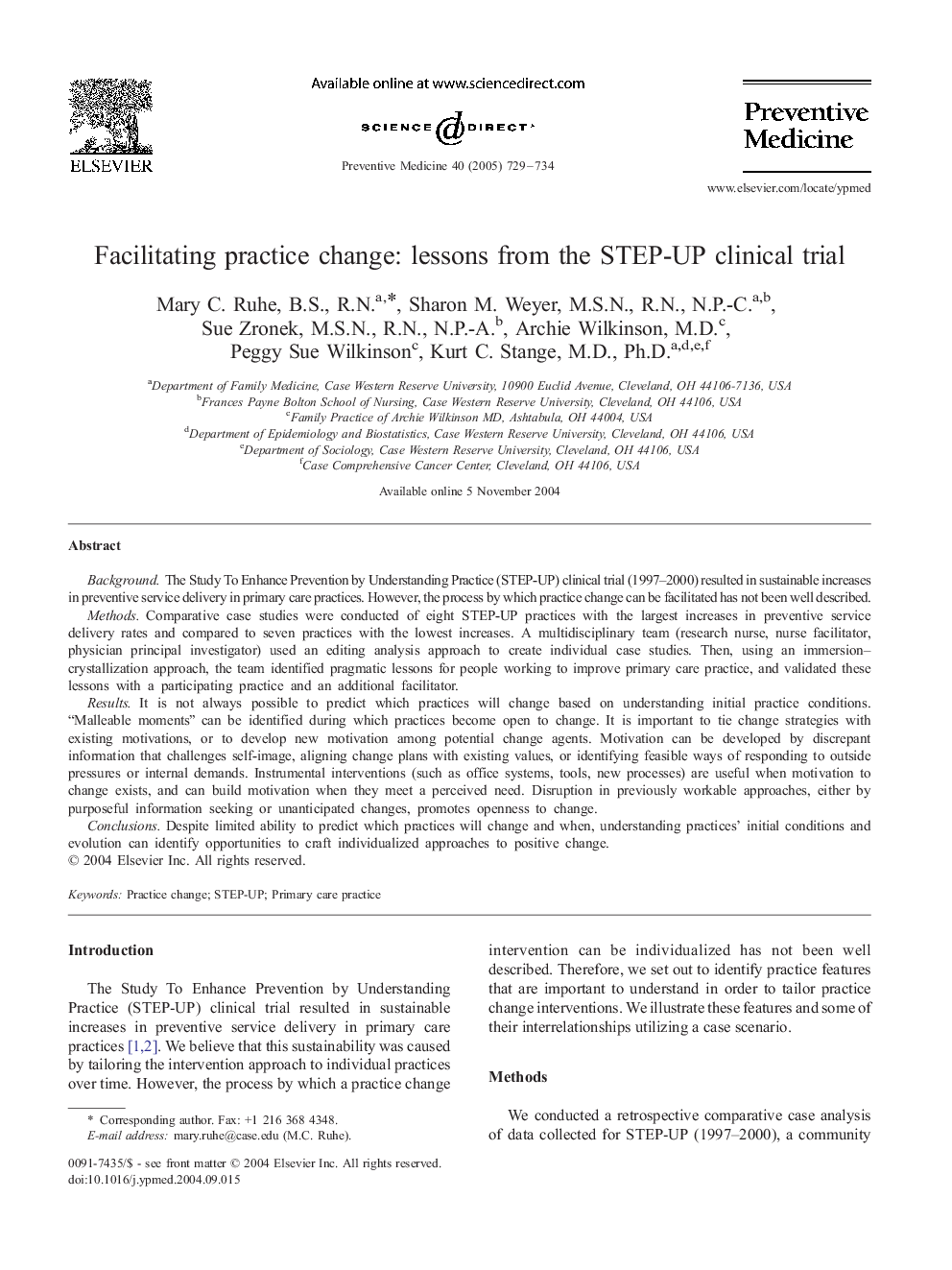 Facilitating practice change: lessons from the STEP-UP clinical trial