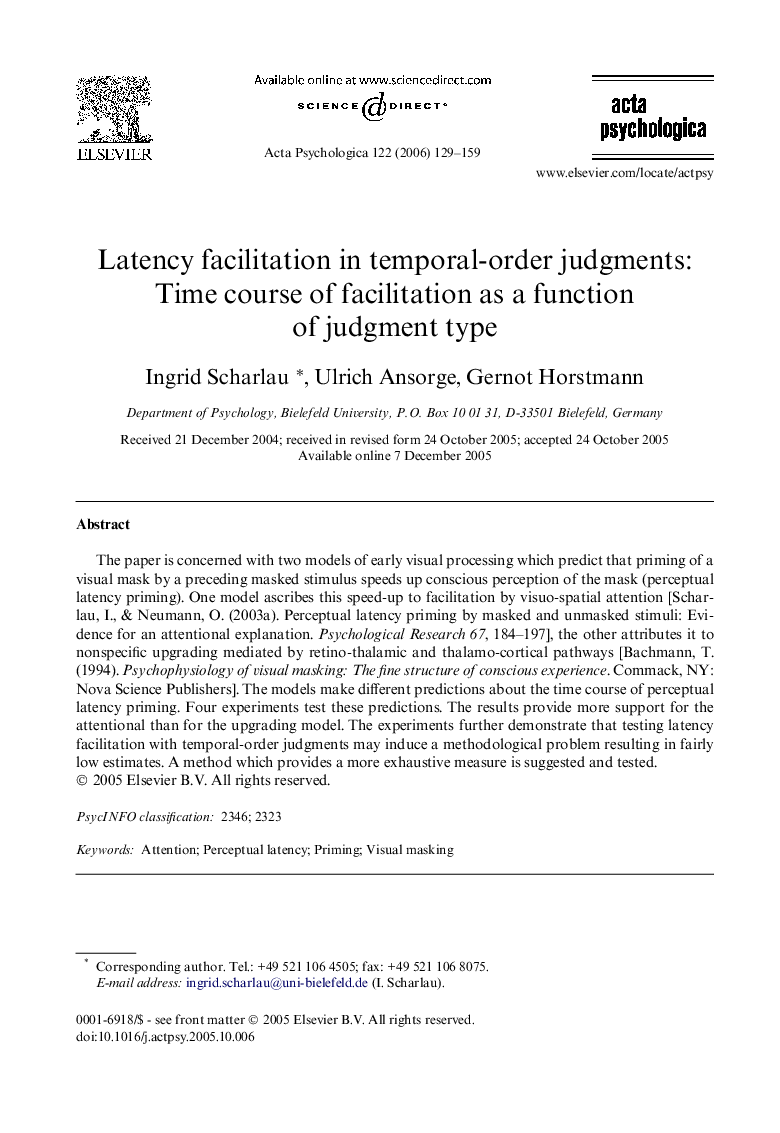 Latency facilitation in temporal-order judgments: Time course of facilitation as a function of judgment type