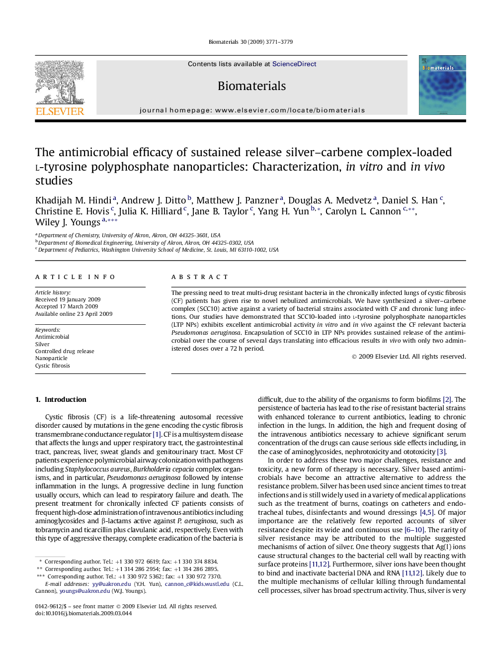 The antimicrobial efficacy of sustained release silver–carbene complex-loaded l-tyrosine polyphosphate nanoparticles: Characterization, in vitro and in vivo studies