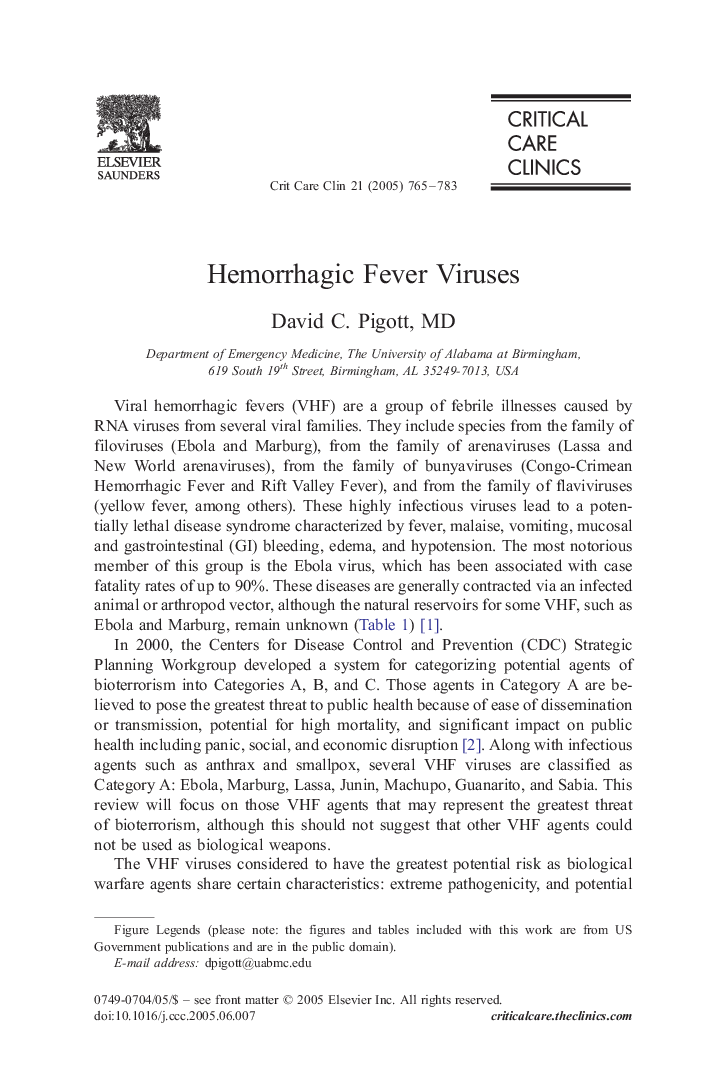 Hemorrhagic Fever Viruses