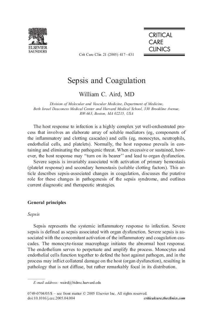 Sepsis and Coagulation