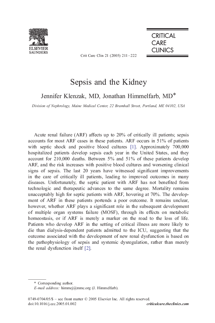 Sepsis and the Kidney