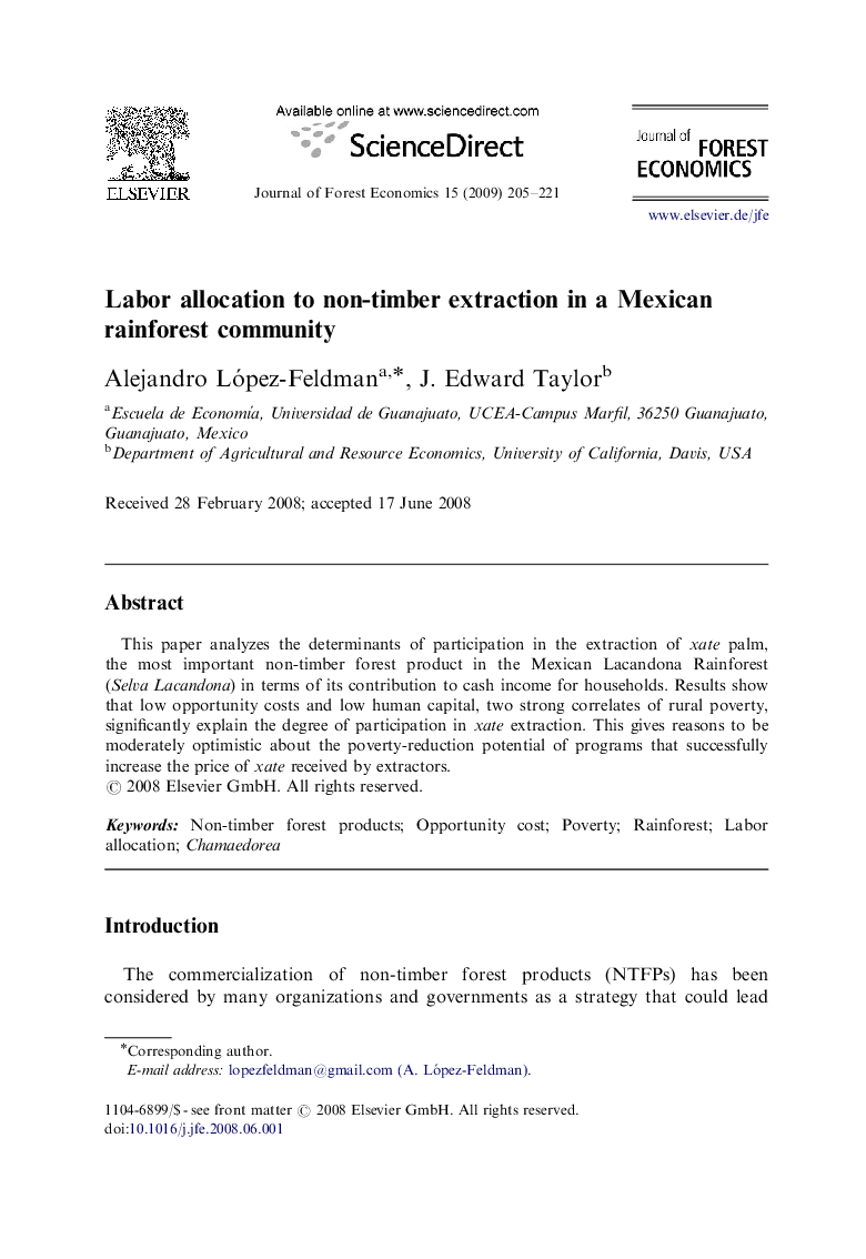 Labor allocation to non-timber extraction in a Mexican rainforest community