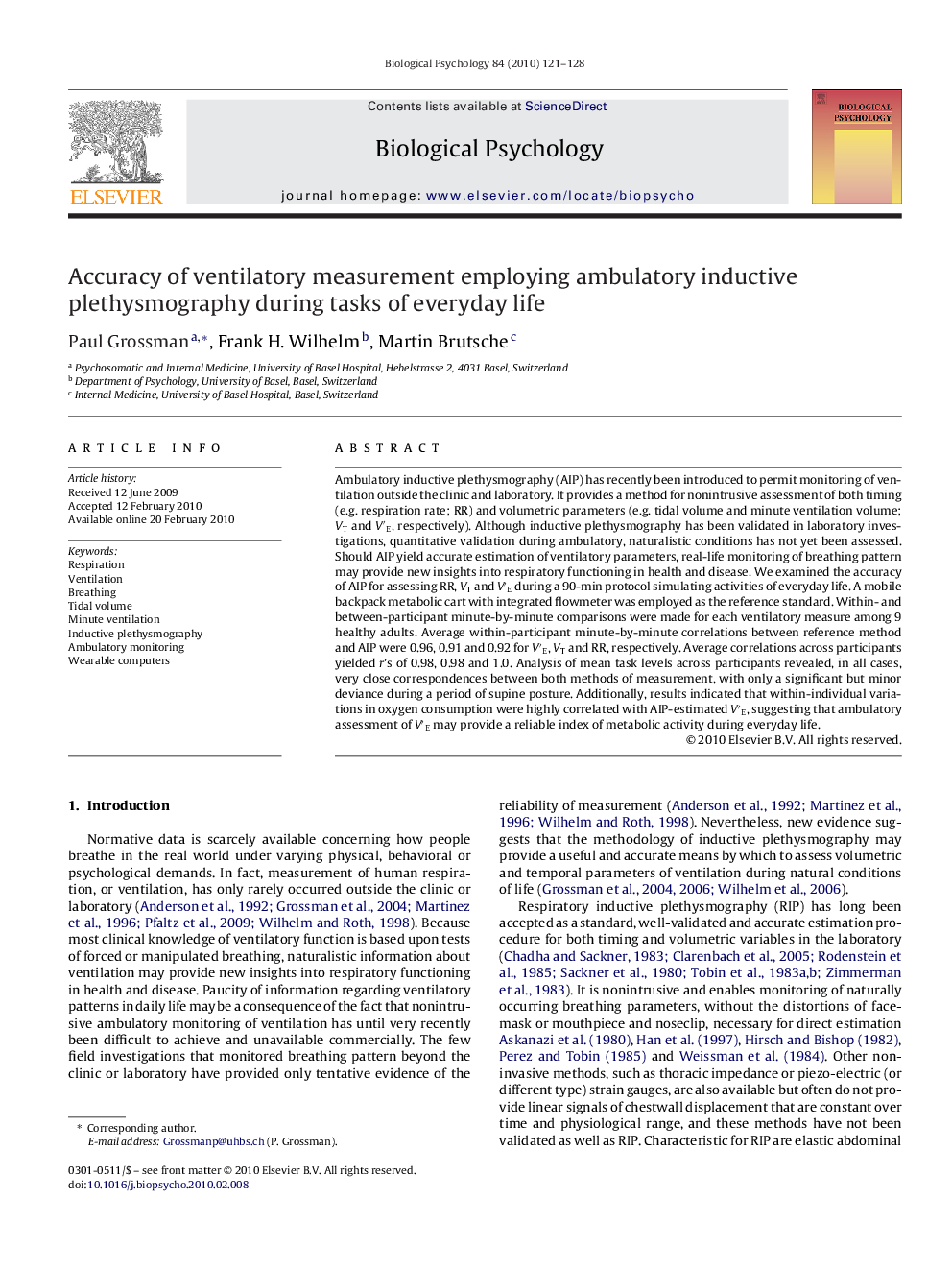 Accuracy of ventilatory measurement employing ambulatory inductive plethysmography during tasks of everyday life