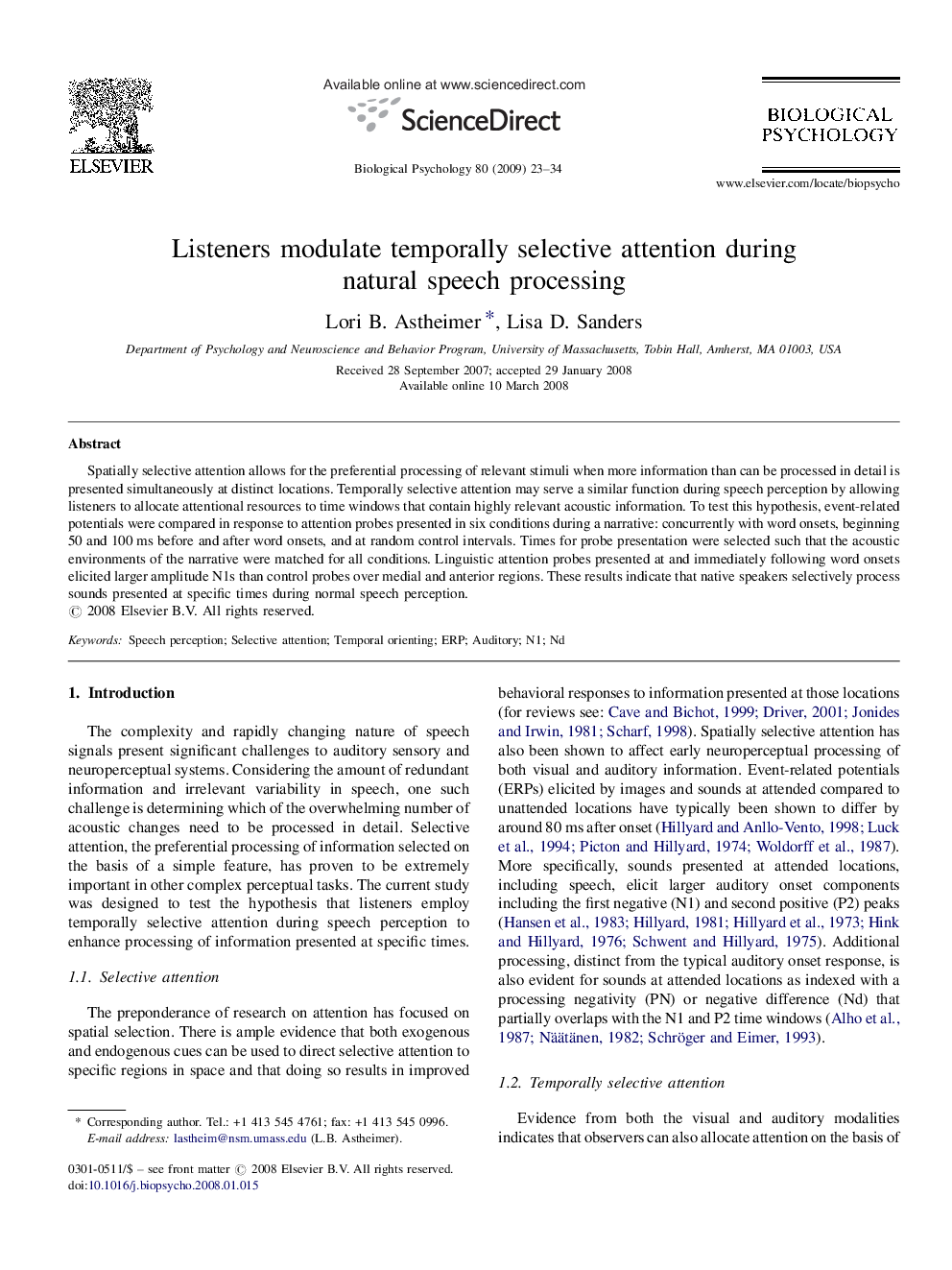 Listeners modulate temporally selective attention during natural speech processing