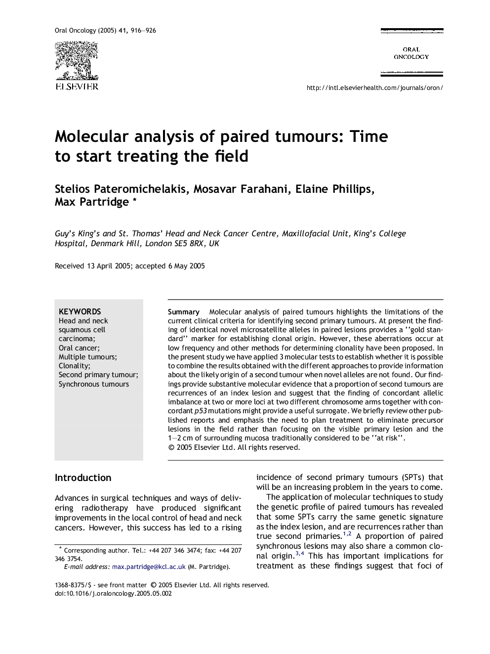 Molecular analysis of paired tumours: Time to start treating the field