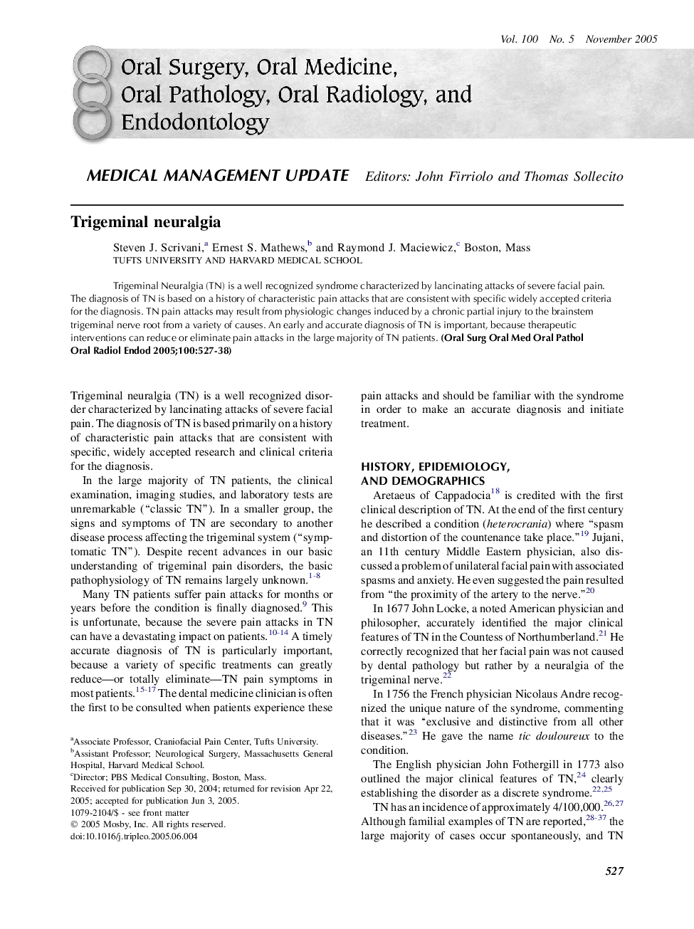 Trigeminal neuralgia