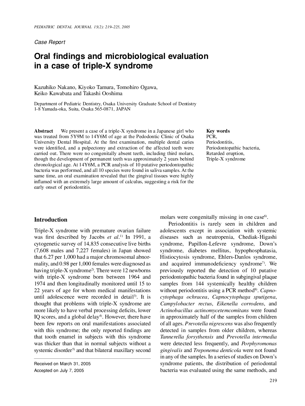 Oral findings and microbiological evaluation in a case of triple-X syndrome