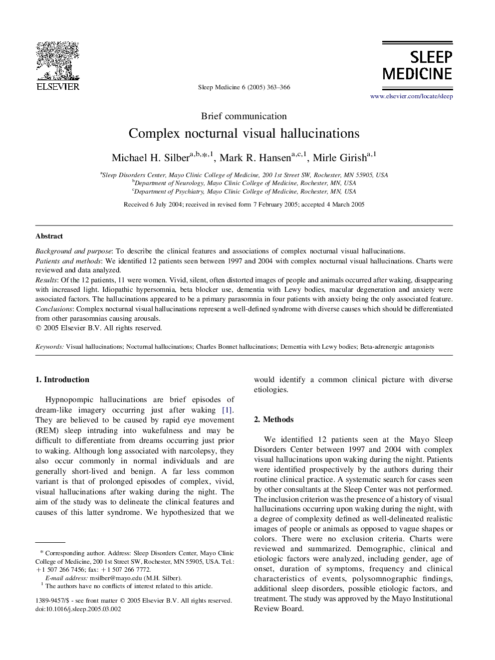 Complex nocturnal visual hallucinations