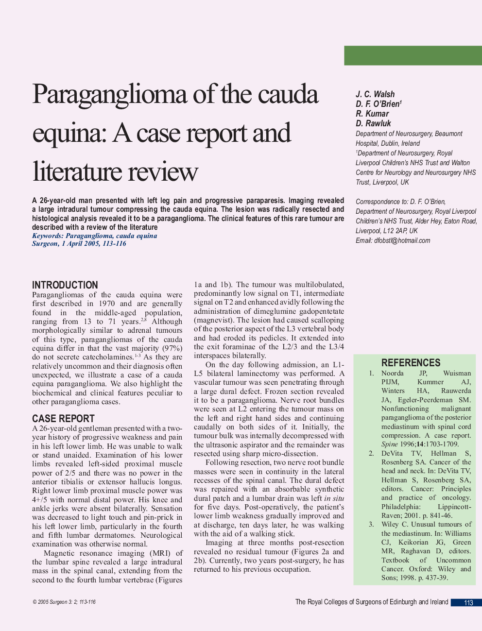 Paraganglioma of the cauda equina: A case report and literature review