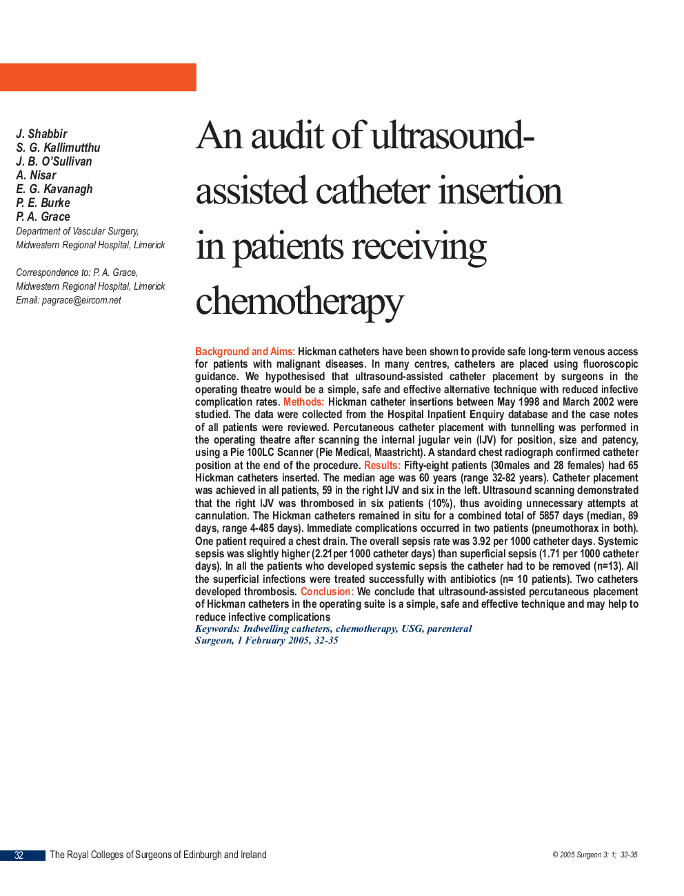 An audit of ultrasound-assisted catheter insertion in patients receiving chemotherapy