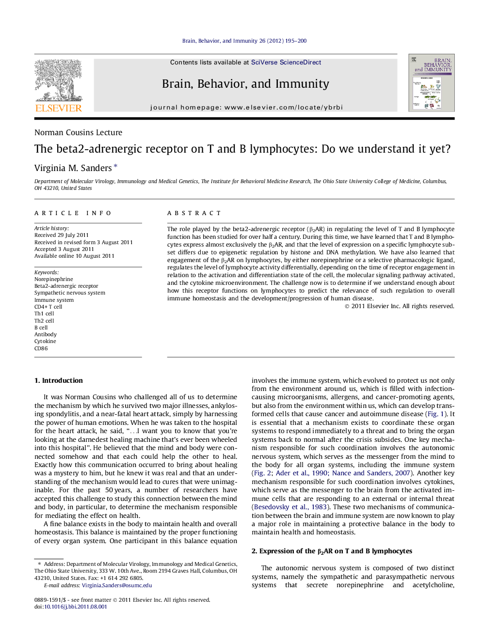 The beta2-adrenergic receptor on T and B lymphocytes: Do we understand it yet?