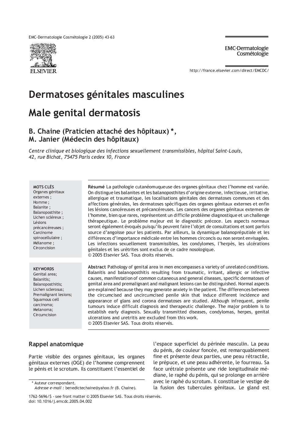 Dermatoses génitales masculines