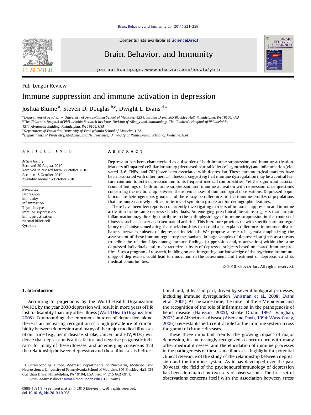 Immune suppression and immune activation in depression