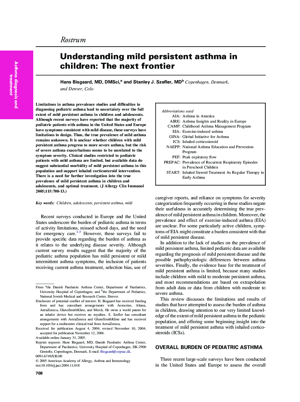 Understanding mild persistent asthma in children: The next frontier